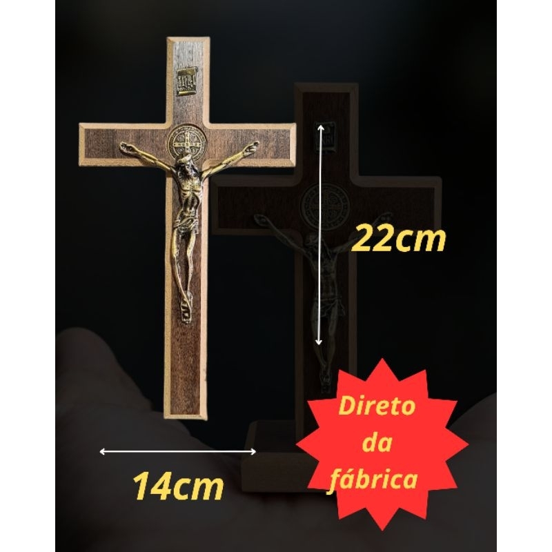 CRUZ SAO BENTO CRUCIFIXO PAREDE MEDIO 22CM MEDALHA DE SÃO BENTO EM METAL, CRISTO EM METAL DECORAÇÃO PARA CASA