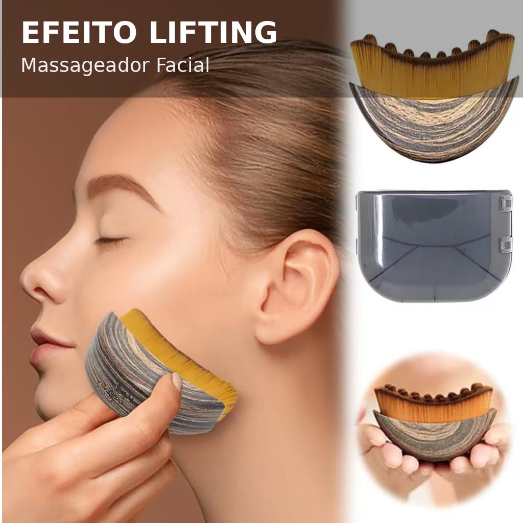 Escova Facial Drenagem Linfática Contorno Rosto Massageador Facial Anti Inchaço Massagem