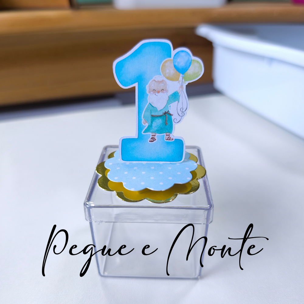 NUMERO 1 ARCA DE NOÉ Kit Apliques 3D (em pé) 5cm de base DOURADA p/ Caixinha Acrílica Lembrancinha de Festa – 10 Modelos