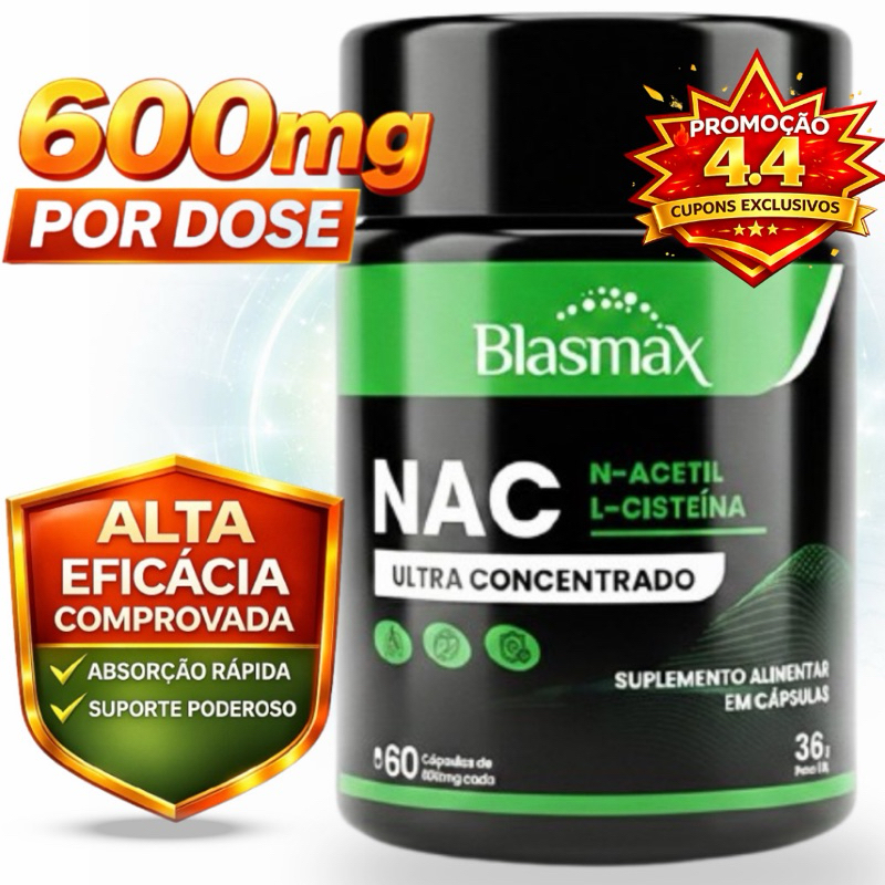 NAC Ultra Concentrado | N-Acetil L-Cisteína, Antioxidante e Suporte ao Fígado - 60 Cápsulas Original