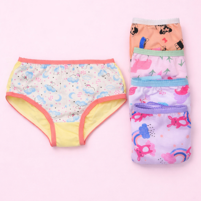 Kit 9 Calcinhas Infantil Tanga  – Algodão Confortável com Cores e Estampas Variadas