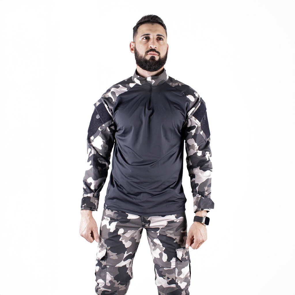 Camisa Combat Shirt Dragon Militar Camuflada Choque Black UV50+