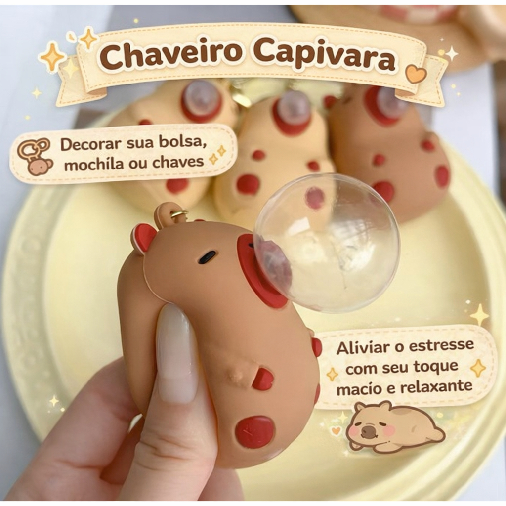 Lançamento Chaveiro Capivara De Silicone Bolha De Chiclete Fofo