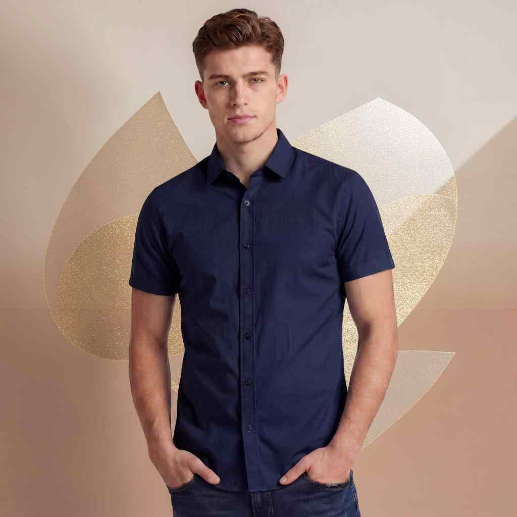 Camisa Social Masculina Manga Curta Tricoline Confortável Estilo Clean | QR Modas