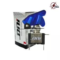 Chave Tic Tac 2 Posições On / Off Tipo Caça Botão Liga Desliga 12V 400W LED Capa Azul Tuning DNI2084