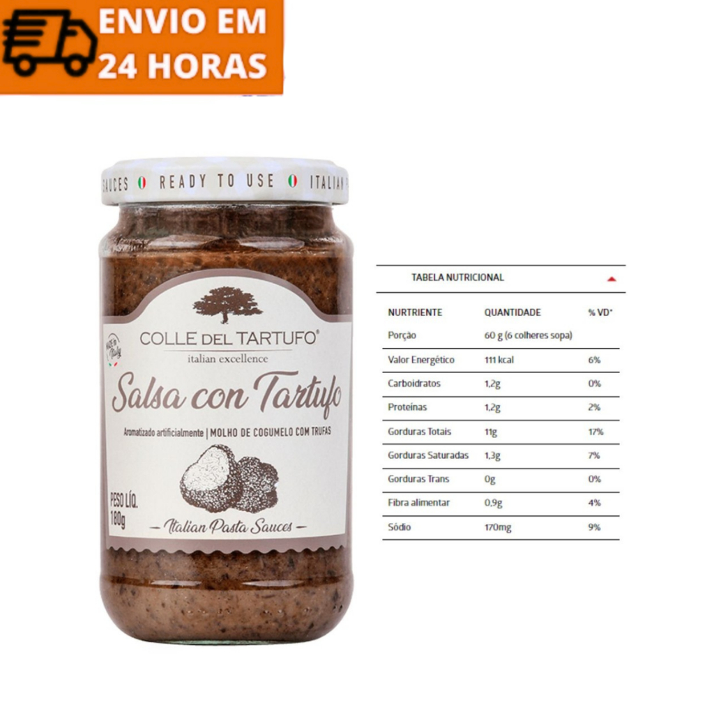Molho de Salsa com Trufas Colle Del Tartufo Italiano 180g