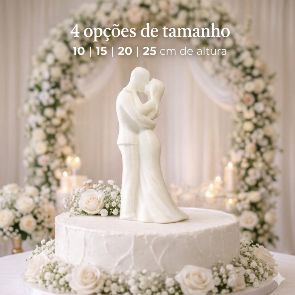 Topo de Bolo Decorativo Casamento Noivos Novinhos Enfeite Decoração Elegante Bolo - Casal Apaixonado