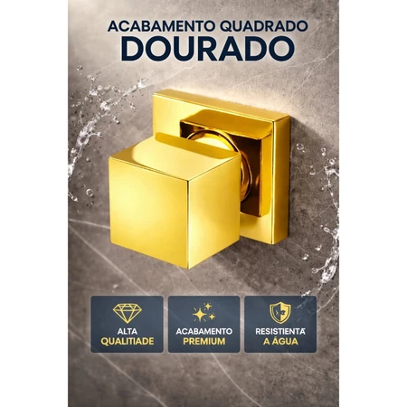 Link Metais, Registro Chuveiro, Acabamento Dourado Para Registros 1/2 e 3/4 Feito 100% De Metal