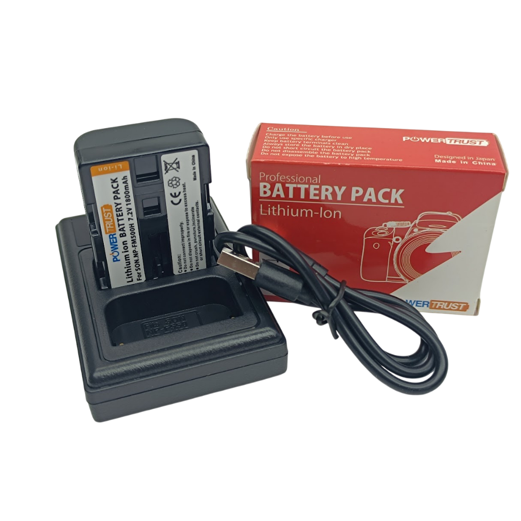 Carregador usb + Bateria Np-Fm500h 1800mah Pra Sony DSLR-A100 A200 A300 A350 A700 A500 A550 A560