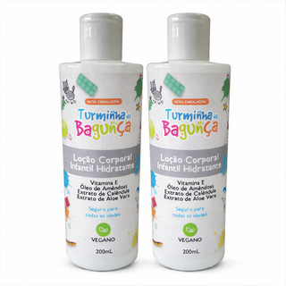 Kit 2 Loção Hidratante Infantil Turminha da Bagunça 200ml Vegana Hidratação Diária Bebê e Criança