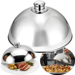 Tampa Inox 25cm Cloche Alimentos Cúpula Servir Cobrir Proteger Pratos Cromada Brilhante