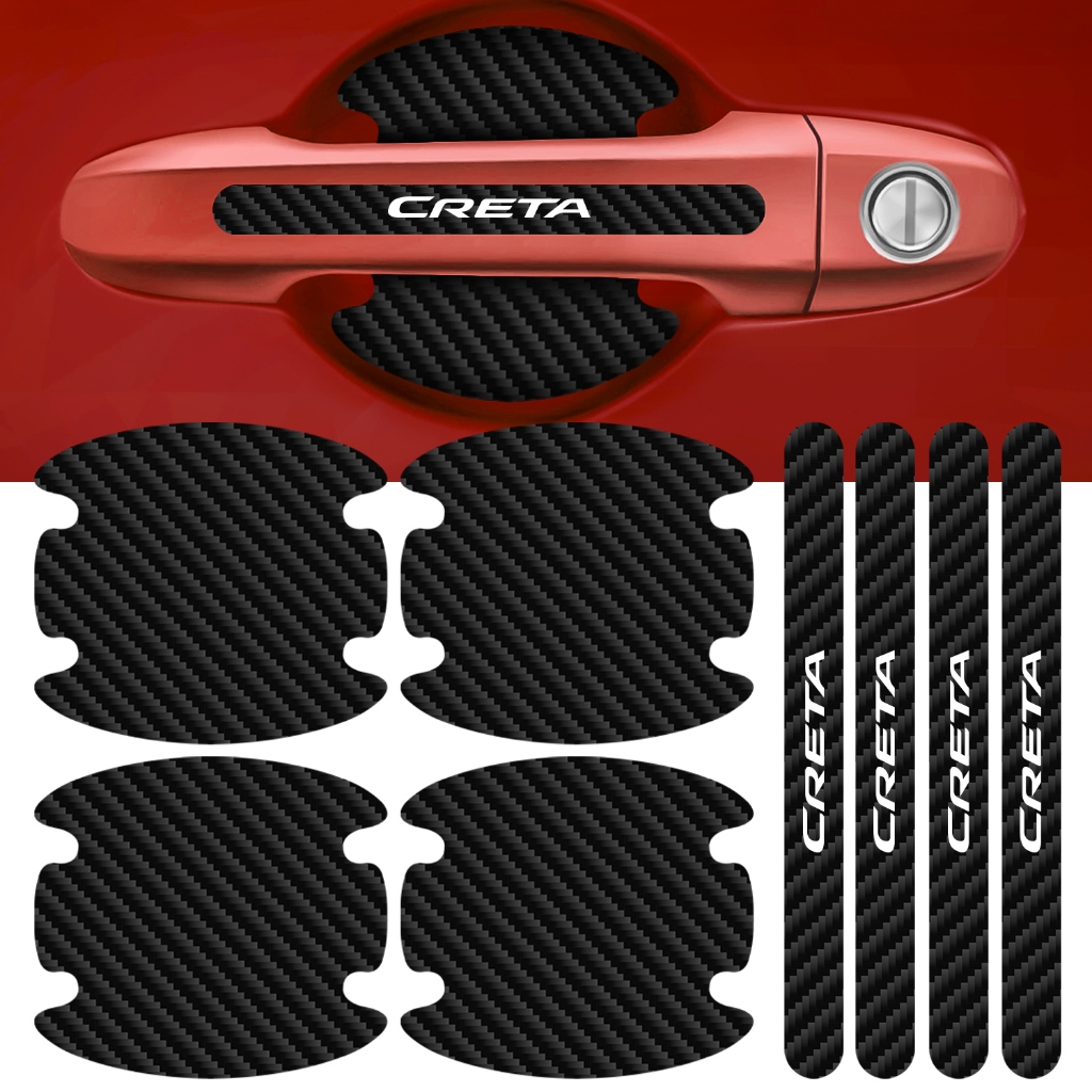 Kit Vinil Protetor Maçaneta Creta 2016 A 2026 Adesivo Anti Risco Efeito Carbono 4p