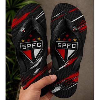 Chinelo Personalizado Futebol Brasileiro Time São Paulo leve macia