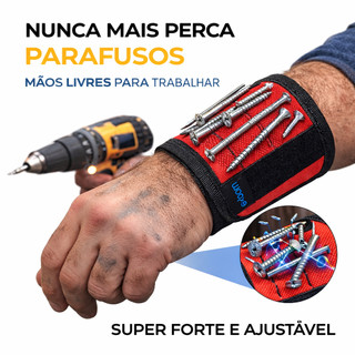 Pulseira Magnética para Ferramentas Parafusos Pregos Ajustável Profissional com Ímã