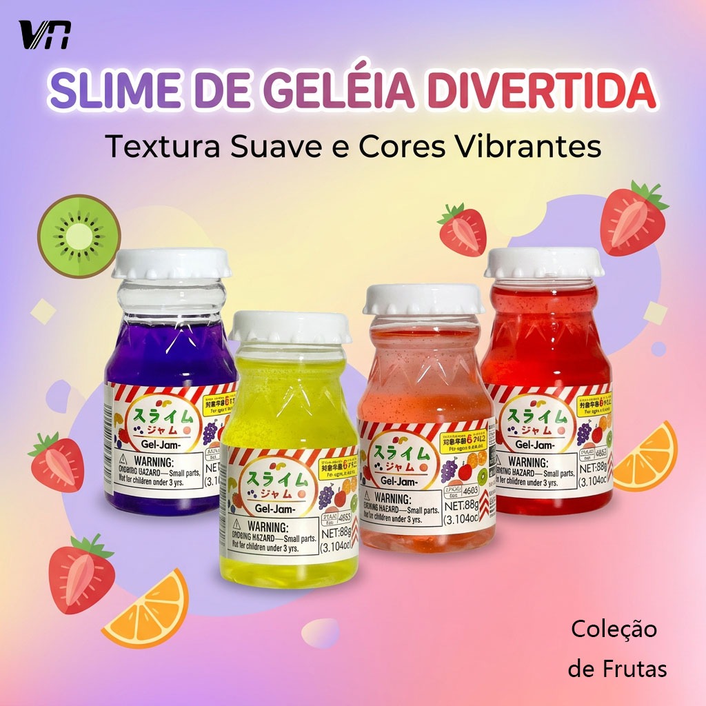 Kit 4/8/12 Água Fake com Frutas Slime Transparente Fofo Garrafa Presente Criativo 4663