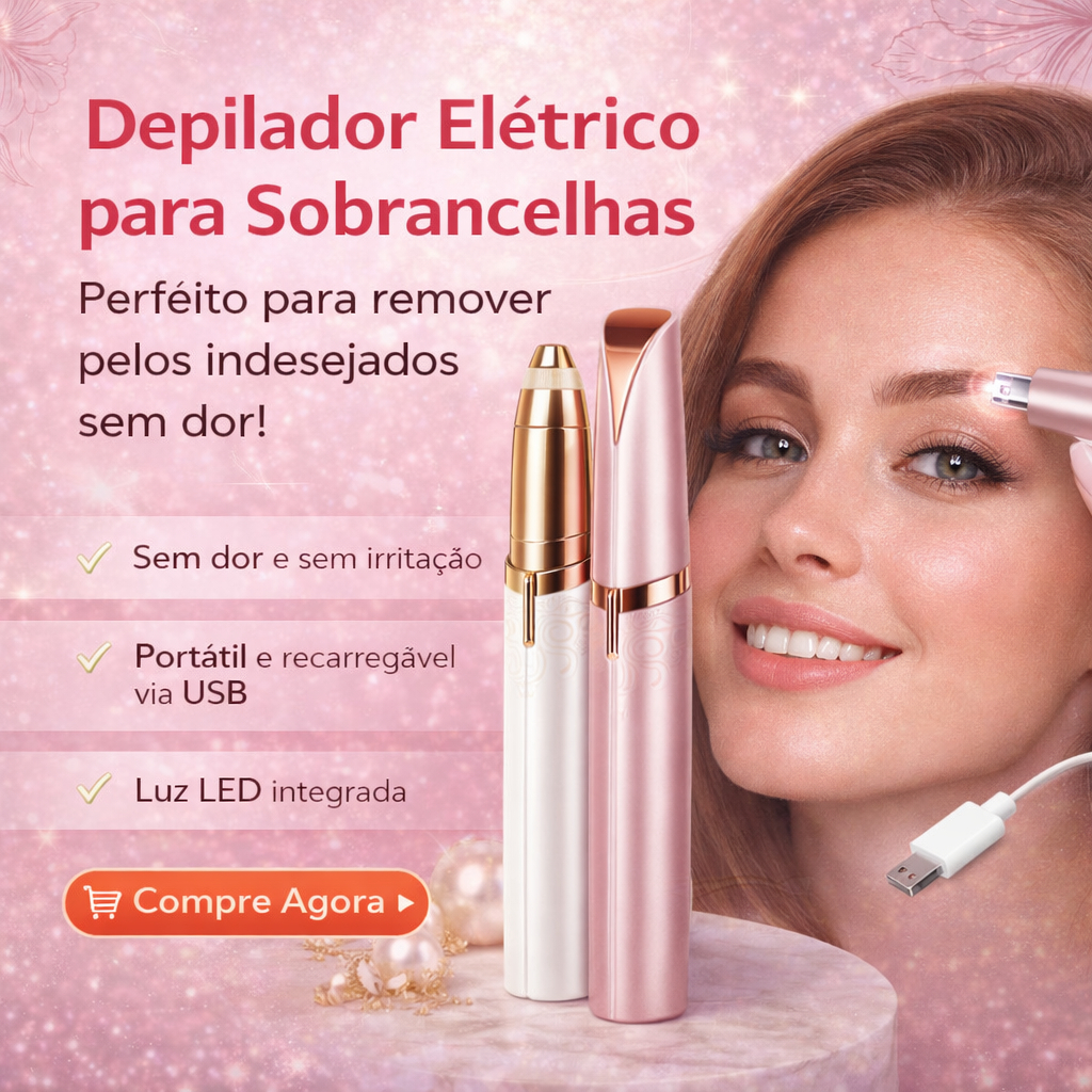 Depilador Elétrico Sobrancelha Caneta Buço Rosto Tira Pelos Recarregável USB Portátil