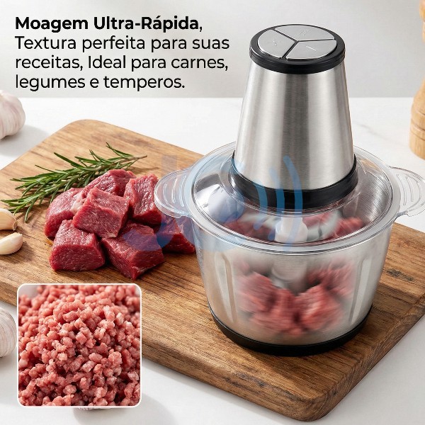 Moedor Elétrico 2L E 3L SOMENTE 110V INOX Triturador  Potente Carne Picador Temperos Legumes Pronta Entrega
