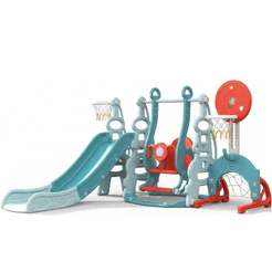 Playground Infantil Brinquedo Multifunções 6x1 Escorregador com Balanço Cesta de Basquete e Gol