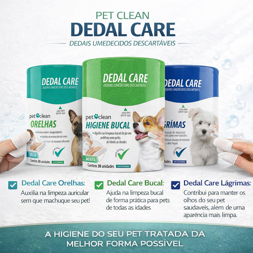 DEDAL CARE HIGIENE BUCAL ORELHAS E LÁGRIMAS P/ CÃO E GATO PET CLEAN