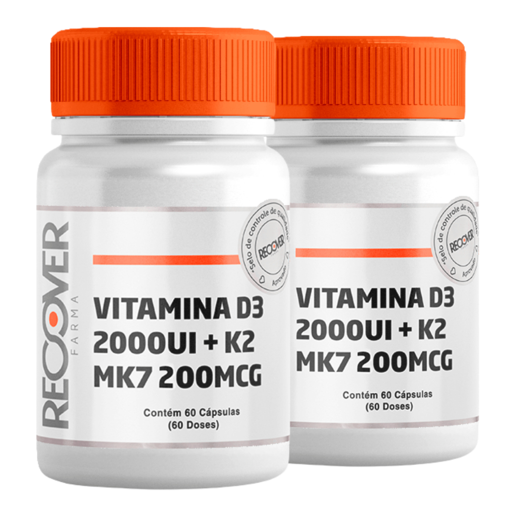 Kit com 2 unidades de Vitamina D3 2.000ui + Vitamina K2 Mk-7 - 60 Cápsulas