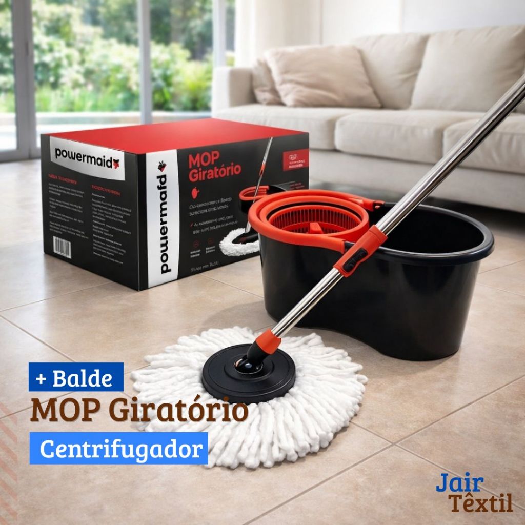 Mop Lava e Seca 360*" Giratório Balde Com Centrífuga Esfregão  Limpeza