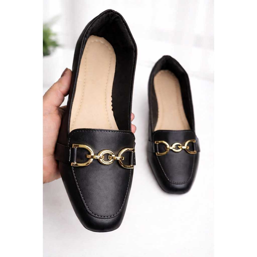 Sapato Mocassim Feminino Bico Quadrado Social Confortável Lançamento Tendencia Napa Caramelo Fivela em Abs