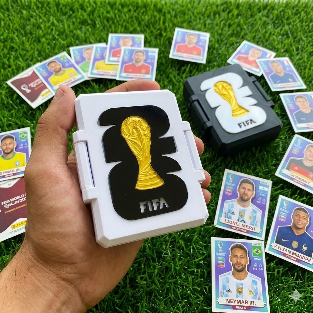 Porta Figurinha p/ Álbum Copa do Mundo 2026 - Caixa de Figurinha - Estojo Organizador de Figurinha