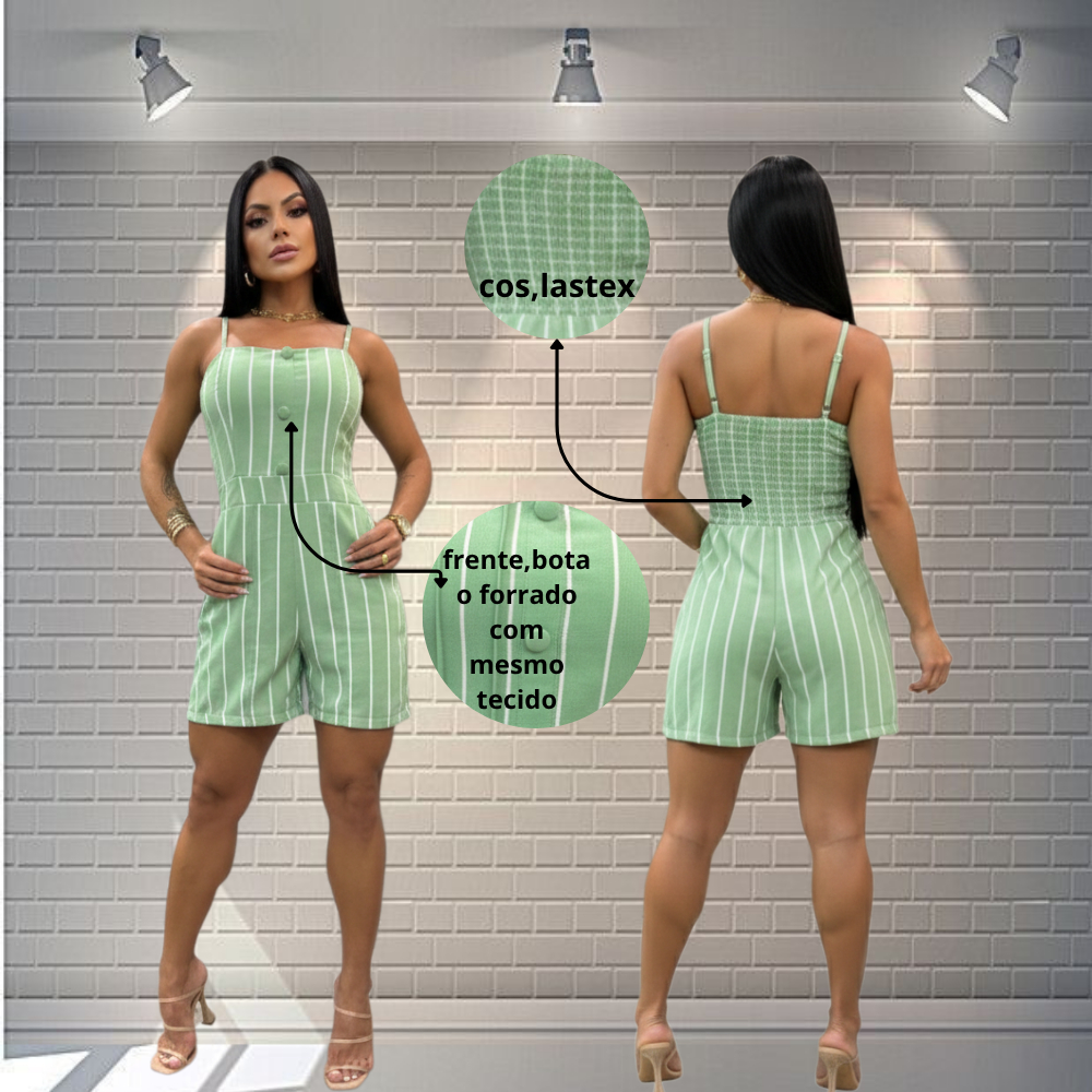 Macaquinho curto feminina com botões de alça regulador para mulheres