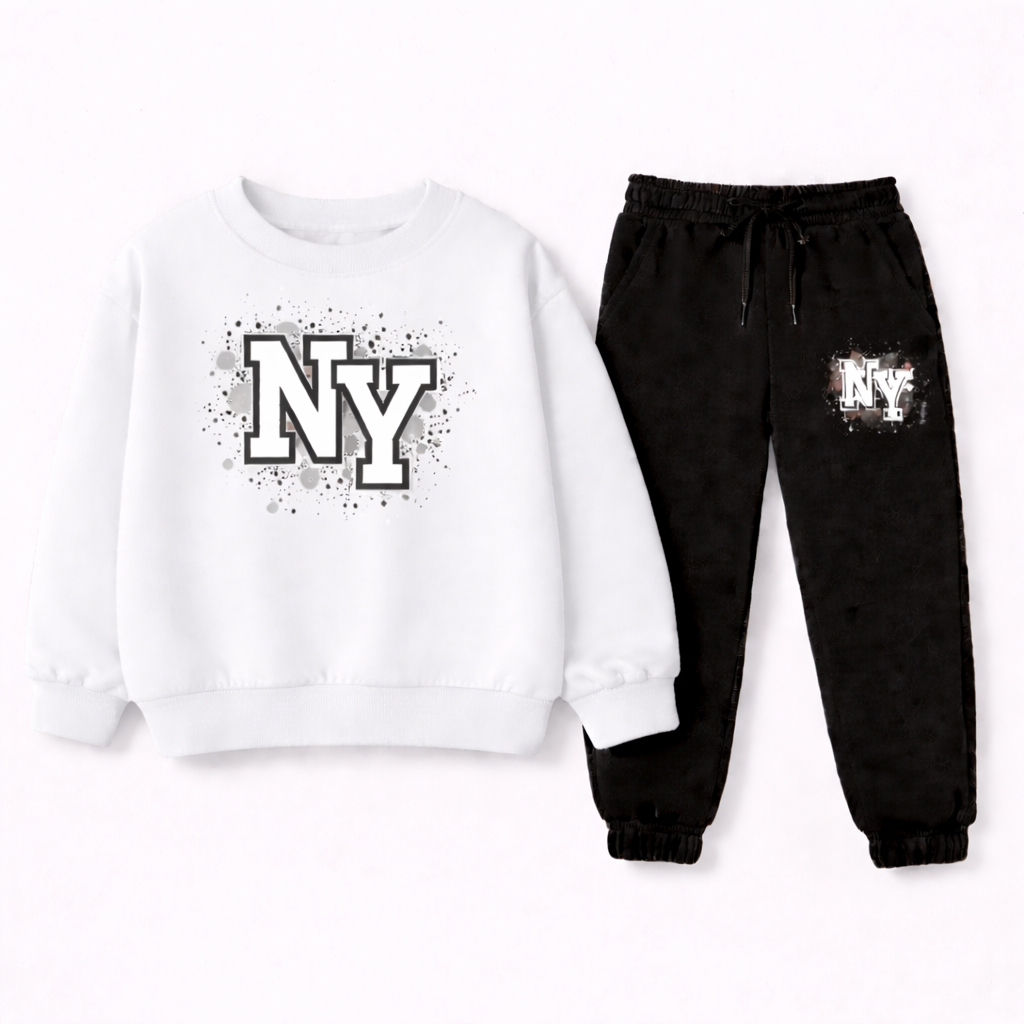 Conjunto Moletom Infantil NY Algodão Flanelado Quentinho Premium Sem Capuz