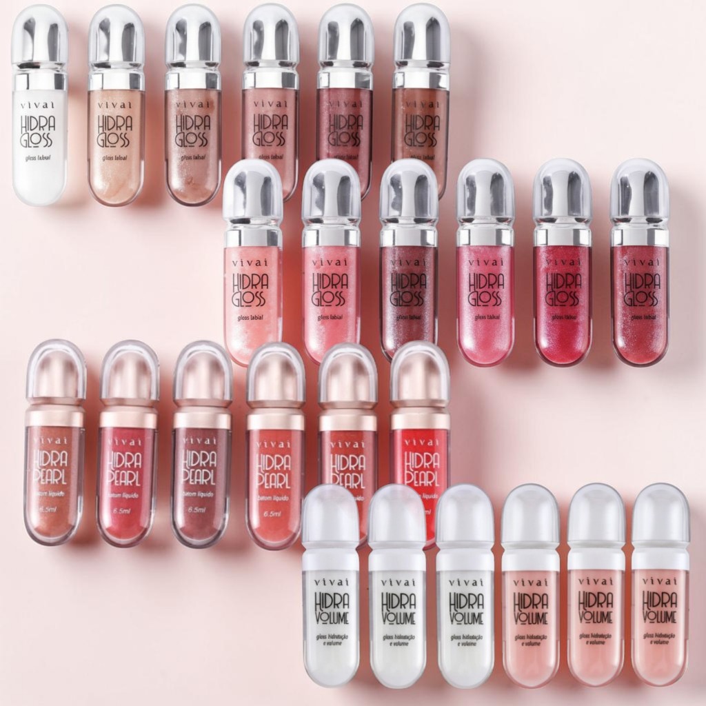 Batom/Gloss Labial Vivai – Linha Hidra (Opções de cores: Gloss 1 ao 12 | Batom líquido 1 ao 6 | Hidra Volume) em Oferta na Shopee
