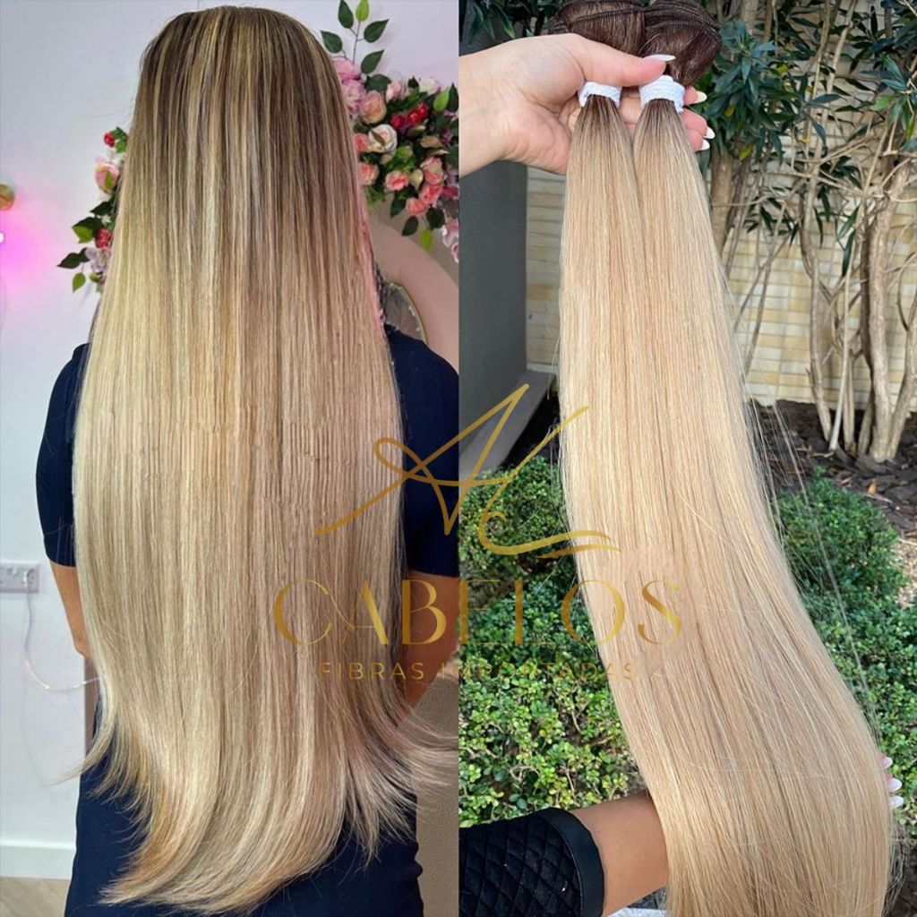 Cabelo Organico Mega Hair Liso Fibra Russa Aplique na Tela