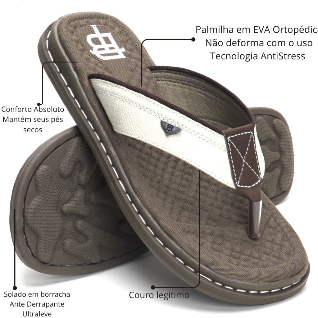 Chinelo De Couro Legítimo Ortopédico Masculino Oferta