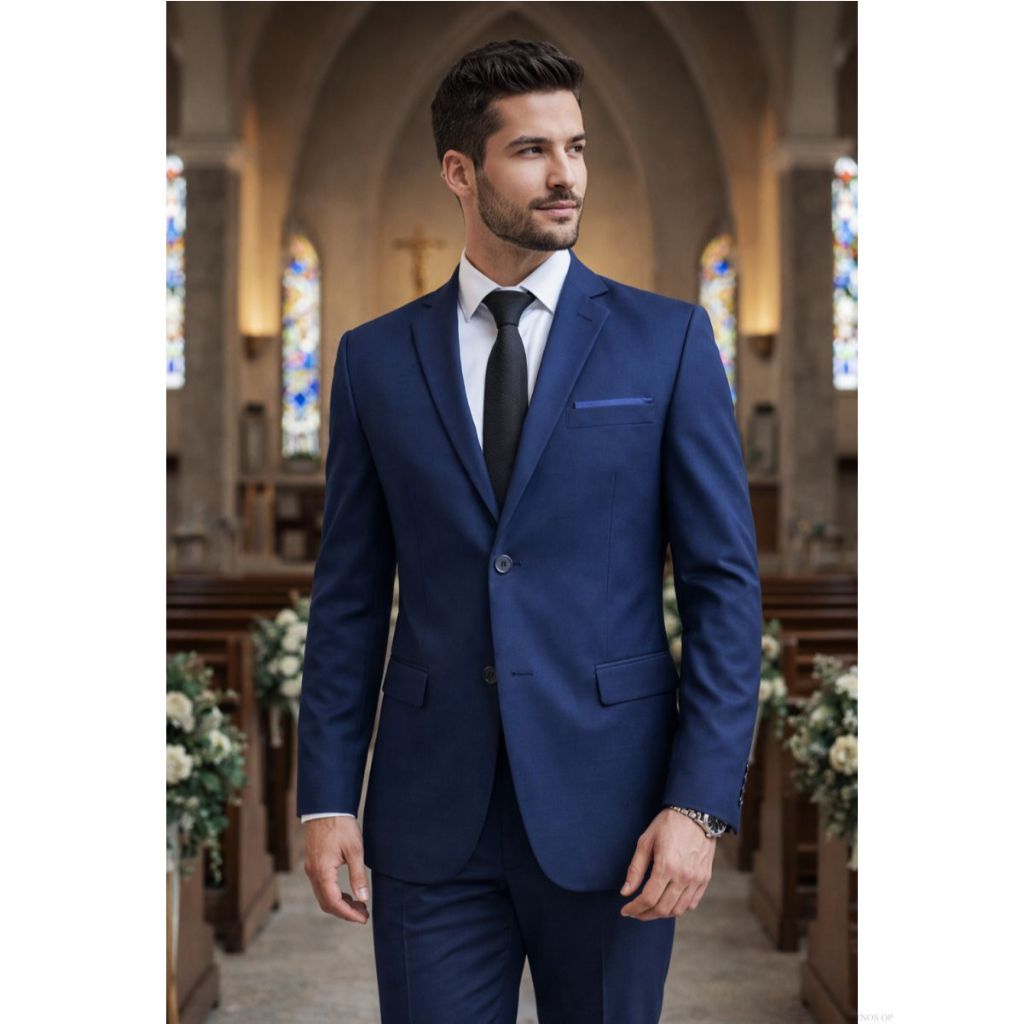 Terno Microfibra Slim Masculino Premium Azul Marinho - Casamento, Trabalho (Peltó + Calça)
