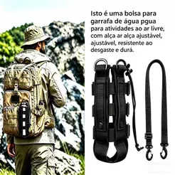 Bolsa de garrafa camuflada com alça de ombro, resistente, multifuncional para trilha, ciclismo 90815 ao ar livre