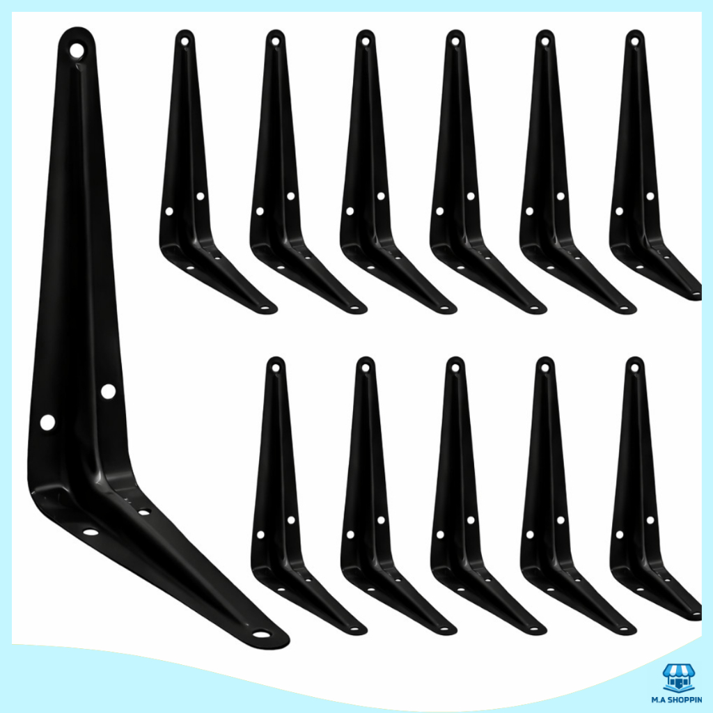 Kit 2 a 20 Suportes Mão Francesa Preta 20 X 25cm Prateleira Tábua Cantoneira Reforçada Preta - BBP