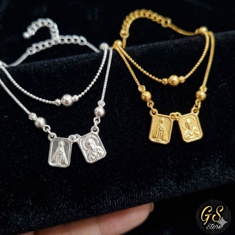 Pulseira Escapulário Folheada Prata ou Ouro Nossa Senhora Aparecida Acessório Religioso Feminino