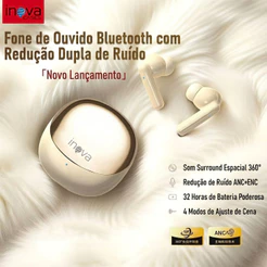 Inova Fone De Ouvido Sem Fio Tws Com Luz Led 5h FON-13013 fone sem fio bluetooth original