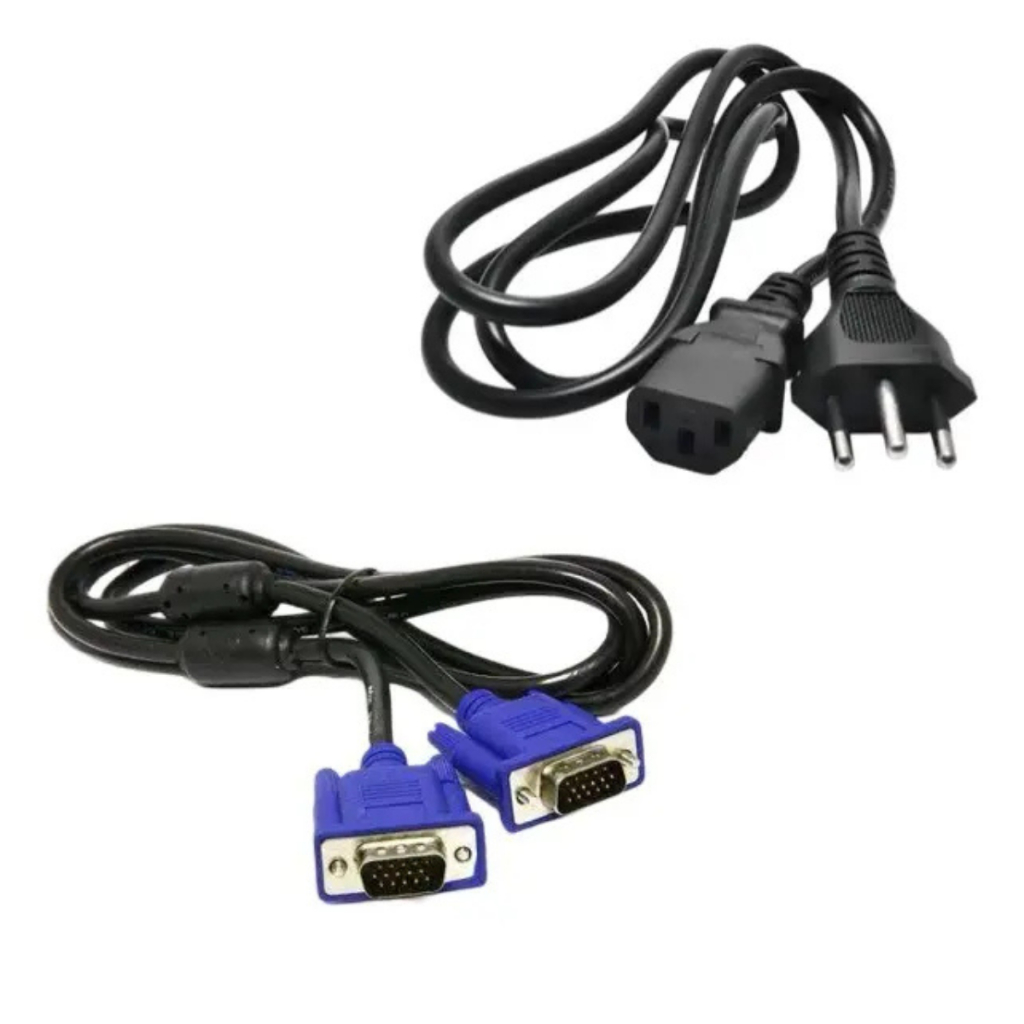Cabo Vga + Cabo De Força Para Monitor Aoc Positivo Bematech