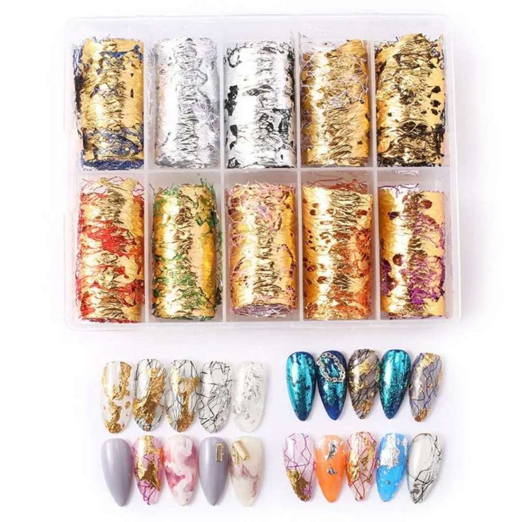 kit c/ 10/20/30 rolos foil de malha de alumínio 3D [ para decoração de unhas ] ~ C&S BAZAR ~
