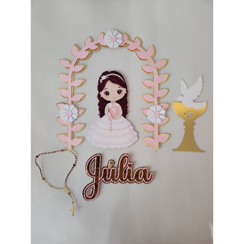 Topo de Bolo Primeira Comunhão Eucaristia Batismo / Decoração Eucaristia / Topper batismo / batizado