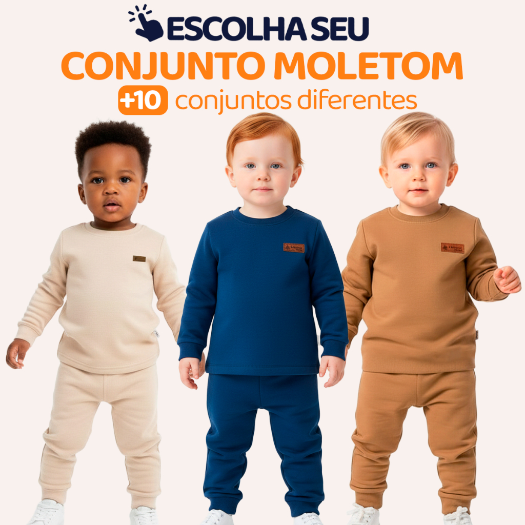 Conjunto Moletom Minimalista Bebê Menino Neném Blusa e Calça Manga Longa Roupa de Inverno Masculino Básico Agasalho L13 em Oferta na Shopee