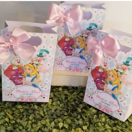 Kit Sacolinhas Personalizada Festas - Tema Alice no País das Maravilhas  - FAZEMOS TODOS OS TEMAS