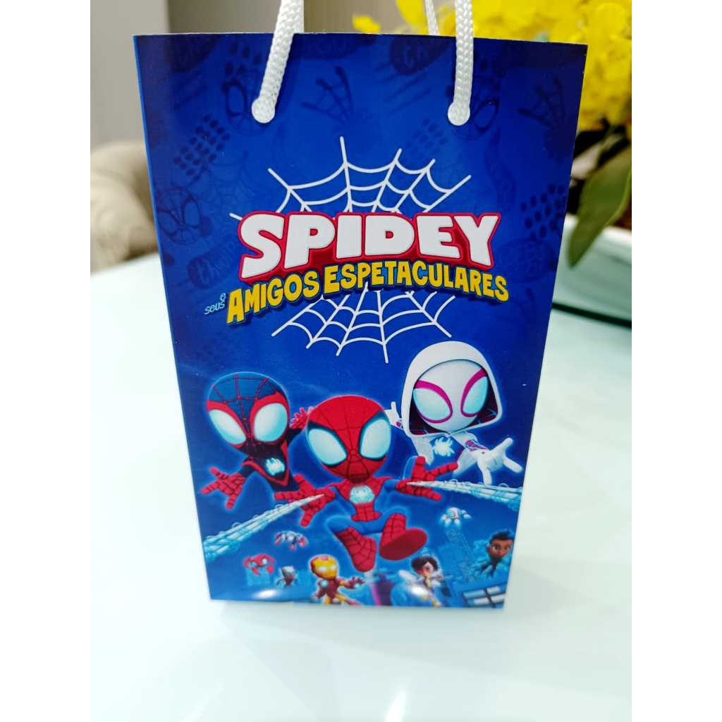 Sacolinha Surpresa Spidey e Seus Amigos Azul  17x4x10cm – Lembrancinhas Encantadoras para Festa Infantil