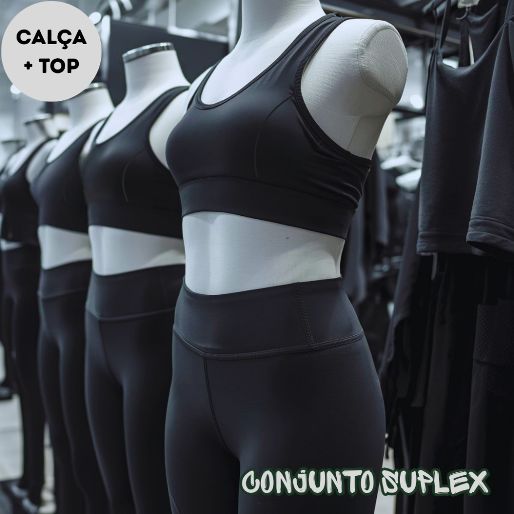 Conjunto Fitness - Calça Segura Barriga  + Top Nadador * Academia Caminhada Ginástica*