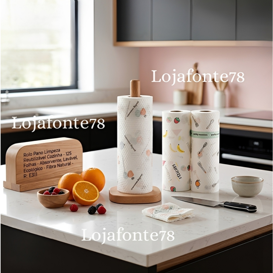Rolo Pano Limpeza Reutilizável Cozinha 125 Folhas Absorvente Lavável Ecológico Fibra Natural R: E311 em Oferta na Shopee