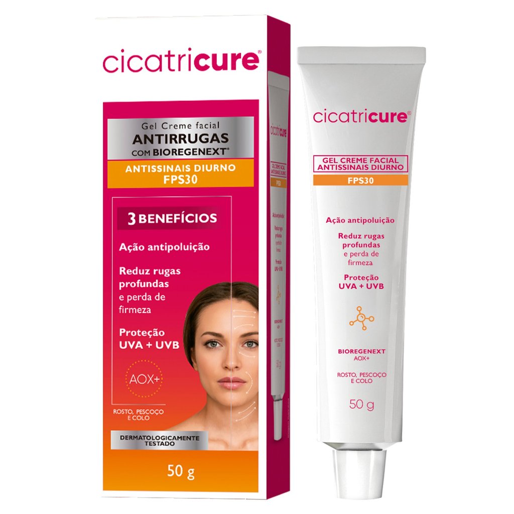 Creme Facial Cicatricure Antirrugas FPS30 Diurno 50g - Rosto e BioRegenext