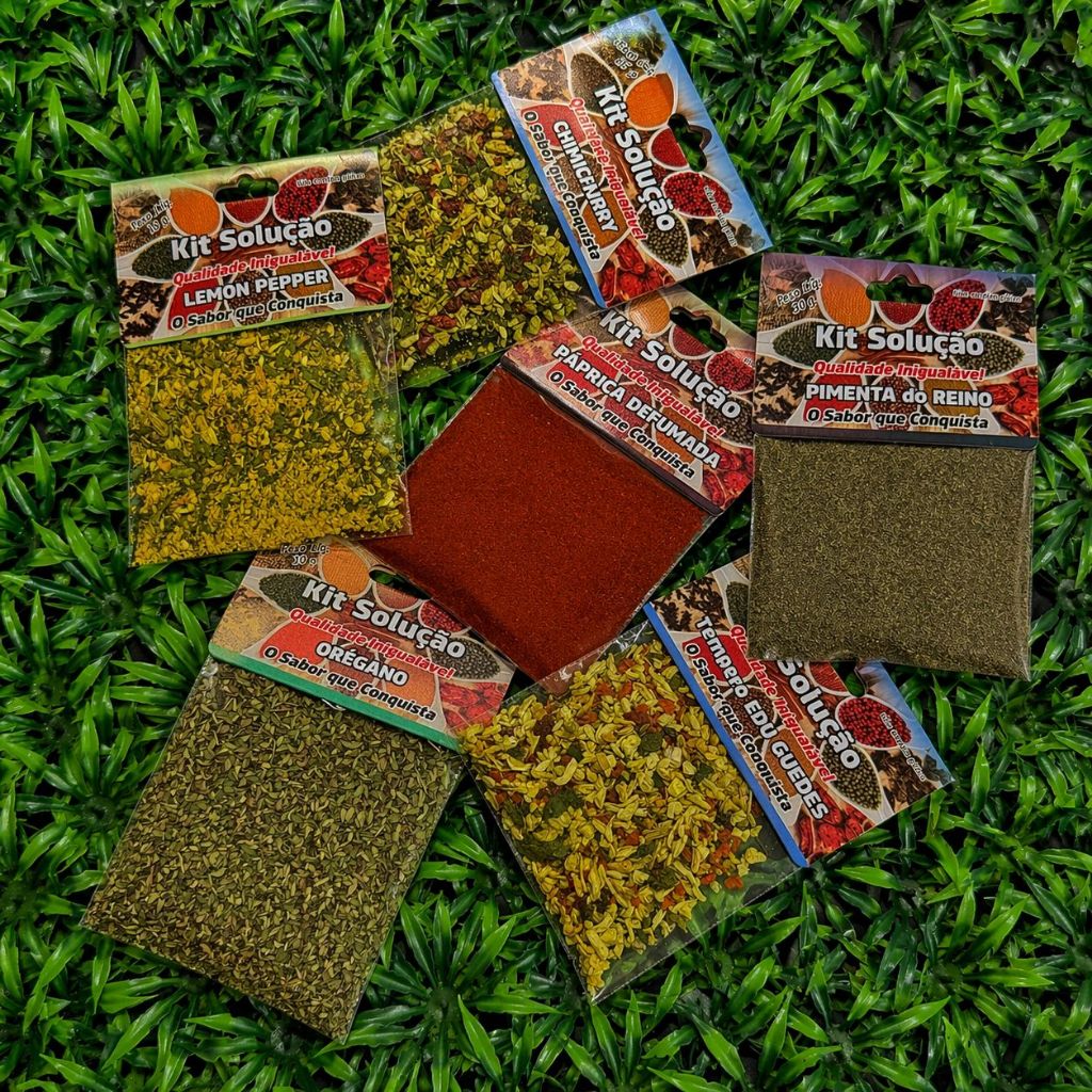 Kit Temperos Gourmet Cozinha Especiarias Páprica Chimichurri Curry Lemon Pepper 100g Cada