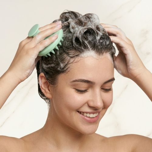 Escova Massageadora Capilar De Silicone Lavar Cabelo Shampoo Couro Cabeludo Anticaspa Estimula Crescimento Diminui Queda