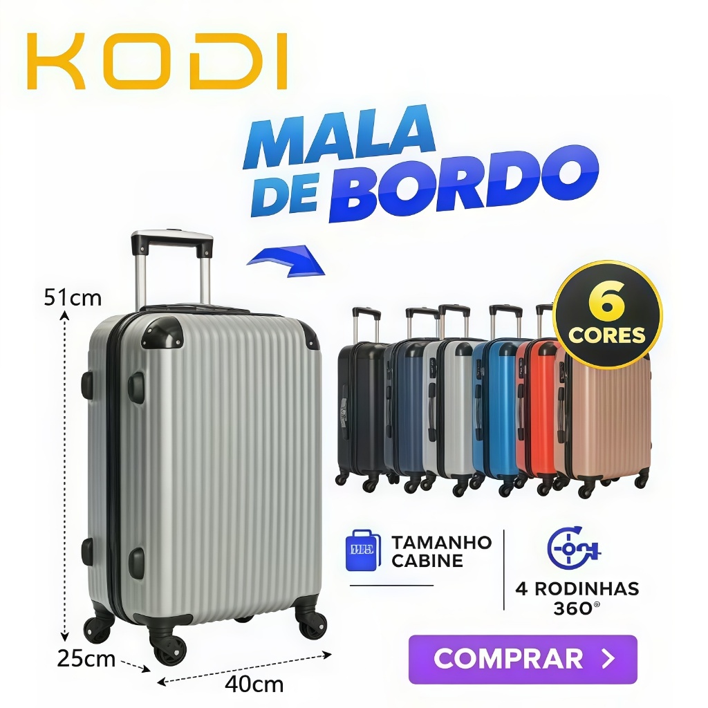 Mala de Viagem Mala de Bordo 10kg com Rodas 360°Novos Modelos 2026 em Várias Cores-(17" a 21")-2401