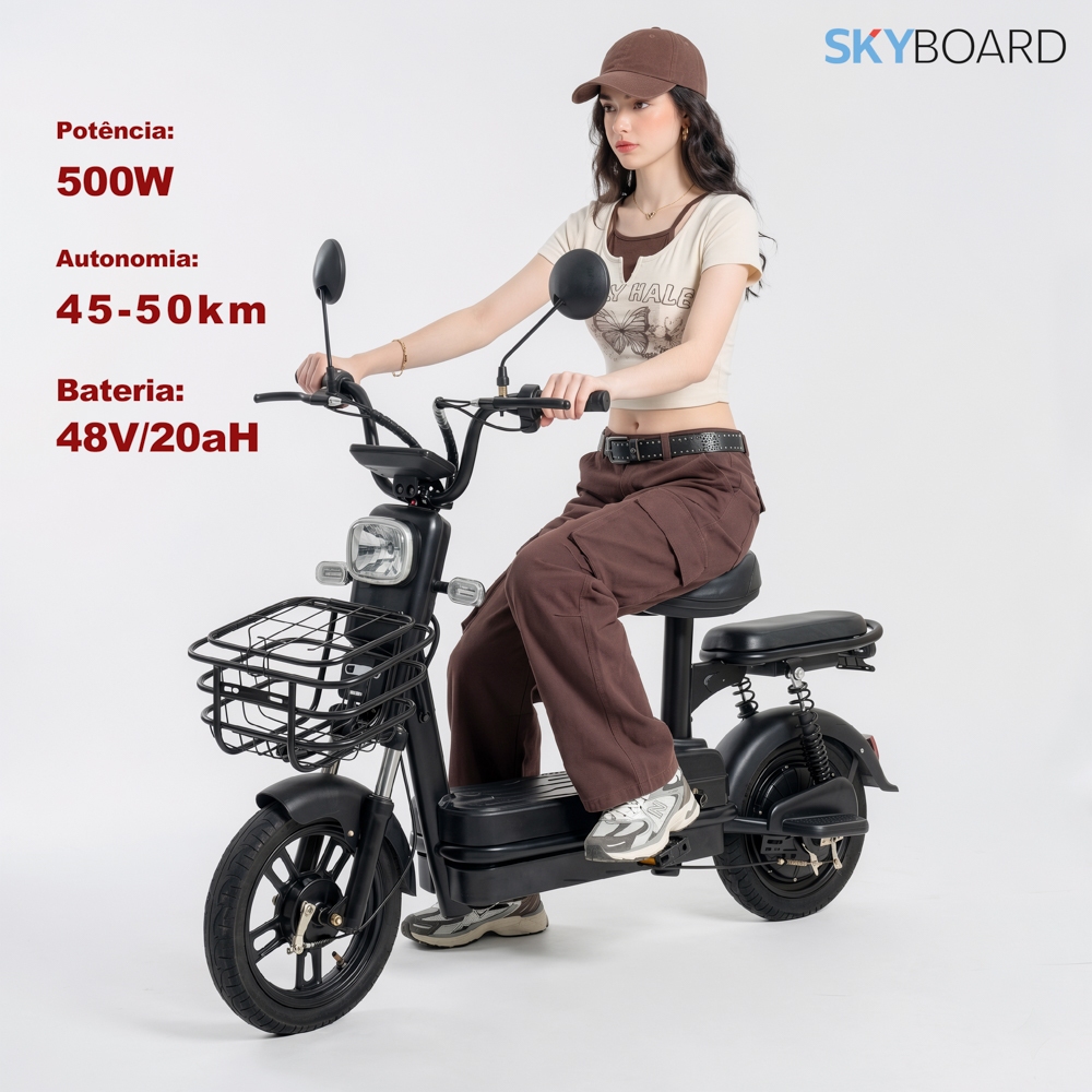 Bicicleta Elétrica SKYBOARD 48V20Ah -50KM de Autonomia,Motor 500W, Farol LED Super Forte, NFC, Garantia 1 Ano